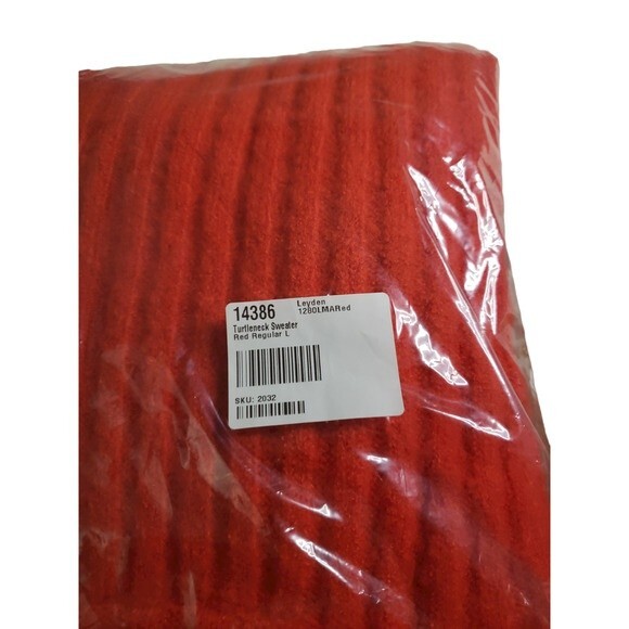NWT Leyden Ribbed Mock-Neck Pullover Sweater w Puffed Sleeves - Red - L - Picture 13 of 13